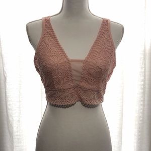 Aerie NEW Pale Pink Lace Plunge Bralette Size XL